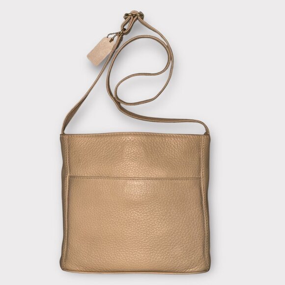 VTG Coach Sonoma Pocket Zip Crossbody 4924 Wheat Pebbled Leather Brass 90s USA - Picture 4 of 9